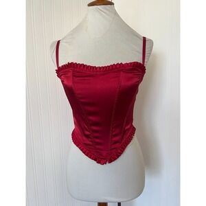 Spirit Halloween Womens Red Satin Heart Shaped Corset Size S Valentines Coquette